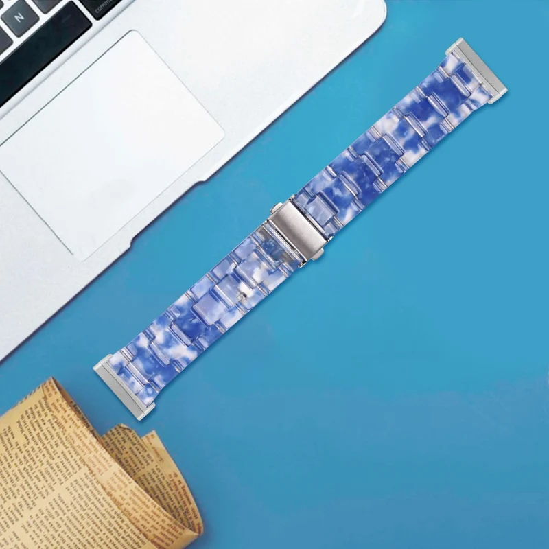 Fitbit Sense 2 / Versa 4 resin style strap - Marble / Red