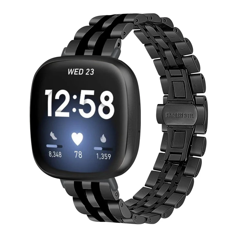 7 bead décor stainless steel strap for Fitbit Sense 2 / Versa 4