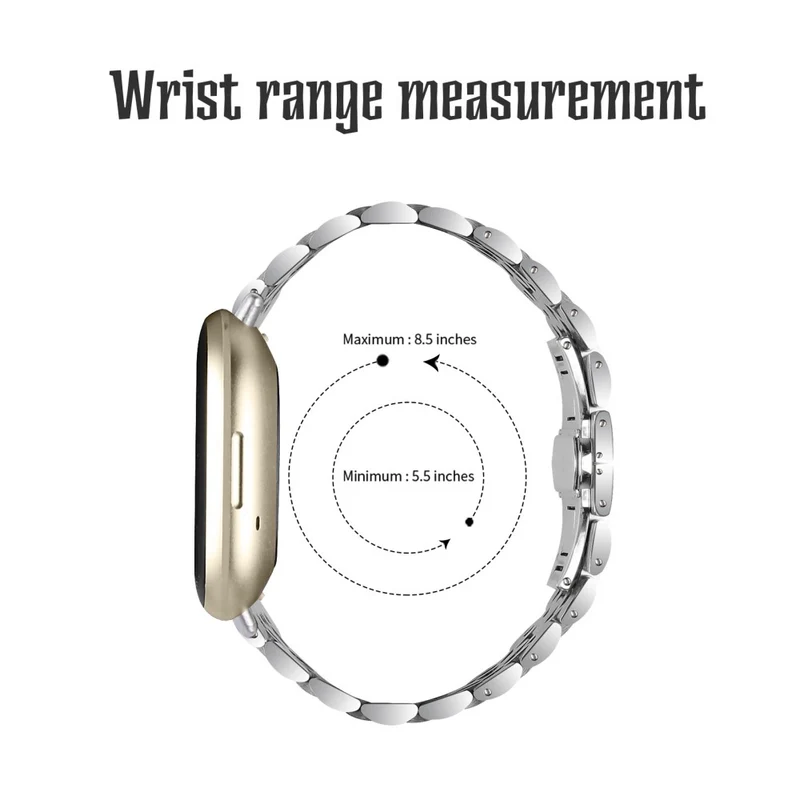 7 bead décor stainless steel strap for Fitbit Sense 2 / Versa 4 - Silver / Black