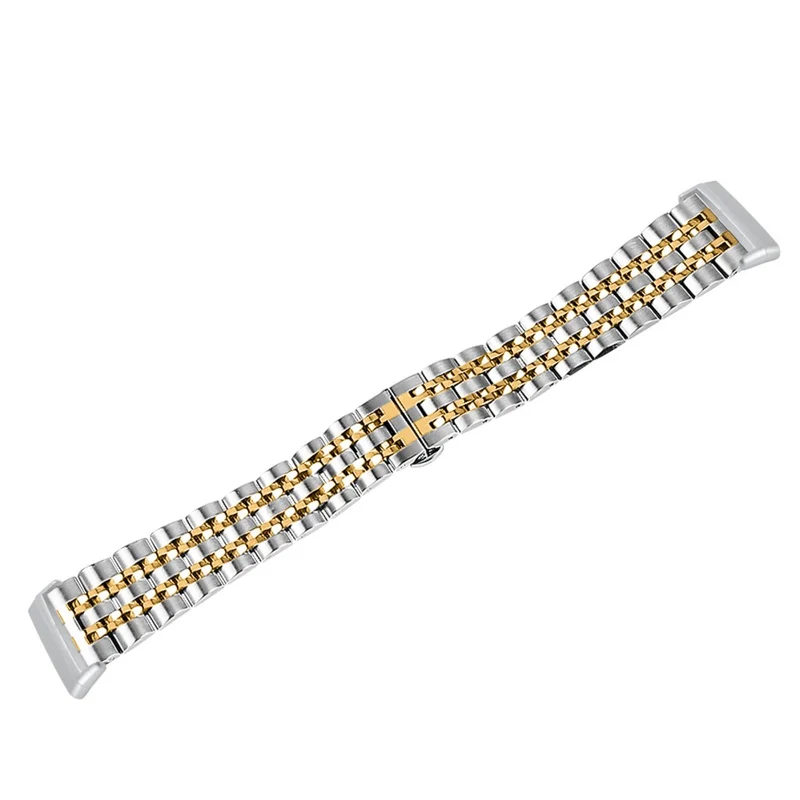 7 bead décor stainless steel strap for Fitbit Sense 2 / Versa 4 - Silver / Black