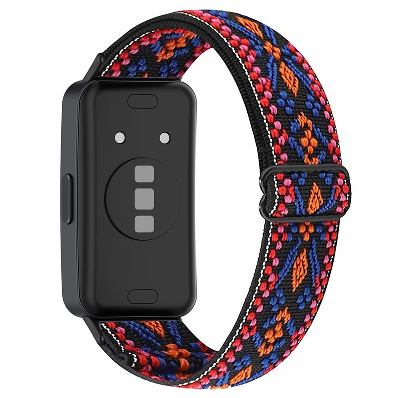 Huawei Band 8 elastic bohemian nylon strap - Pink / Orange
