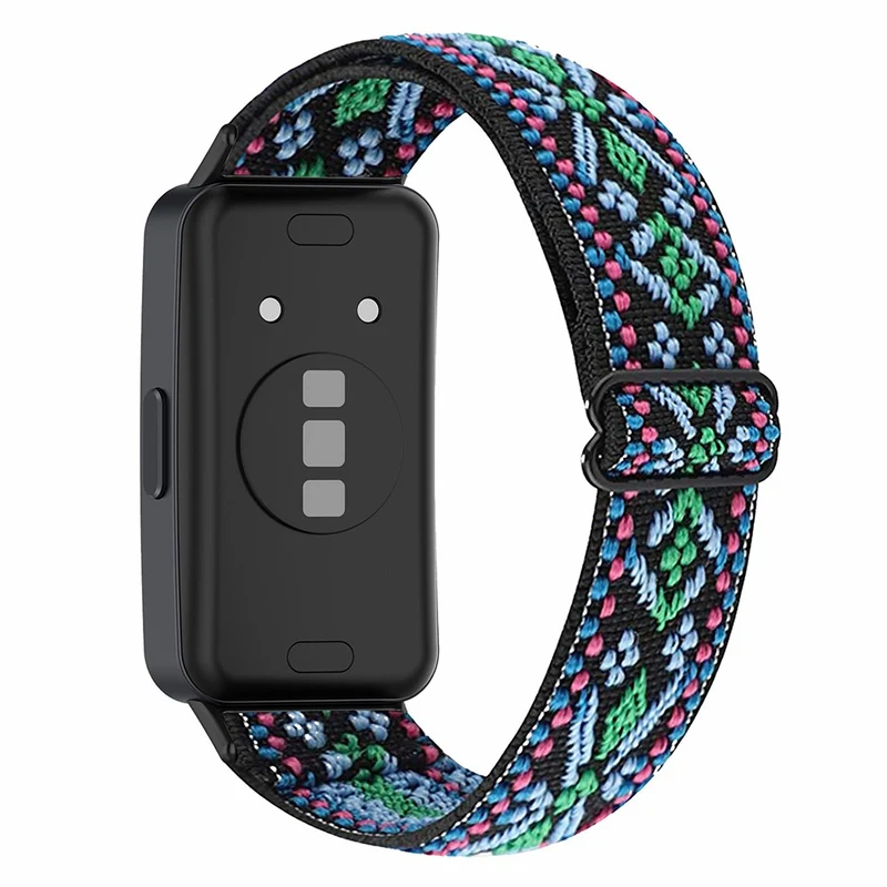 Huawei Band 8 elastic bohemian nylon strap - Pink / Orange
