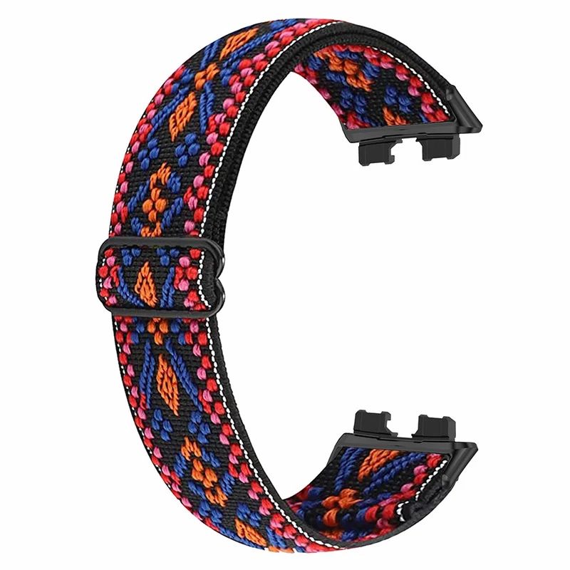 Huawei Band 8 elastic bohemian nylon strap - Pink / Orange