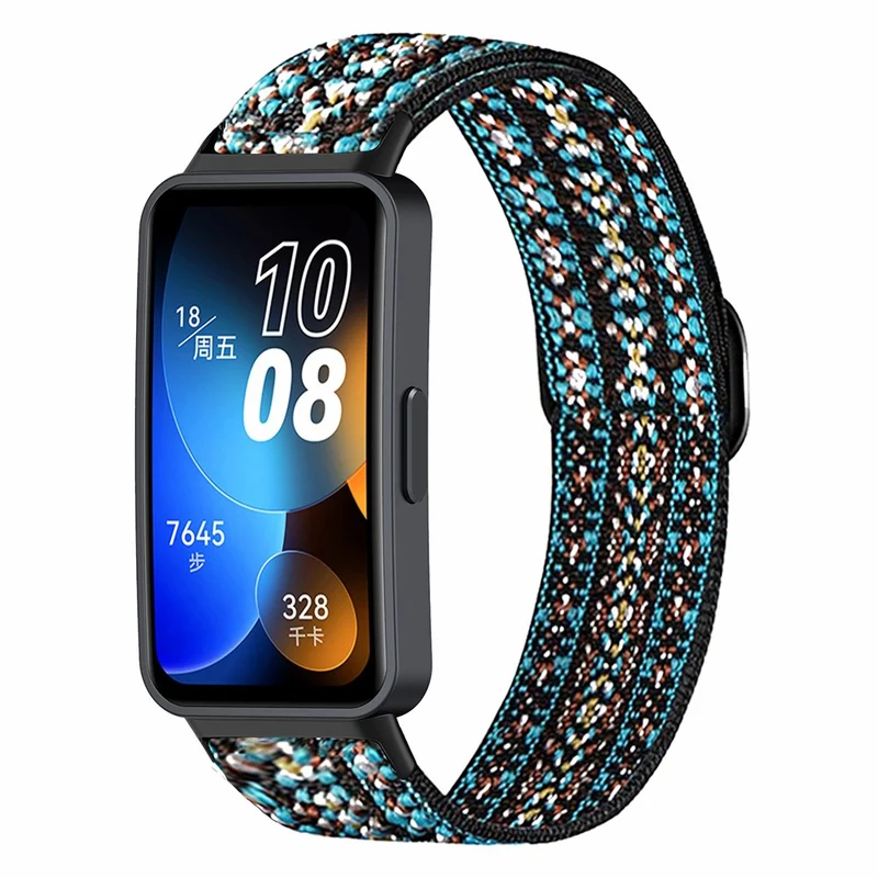 Huawei Band 8 elastic bohemian nylon strap - Pink / Orange