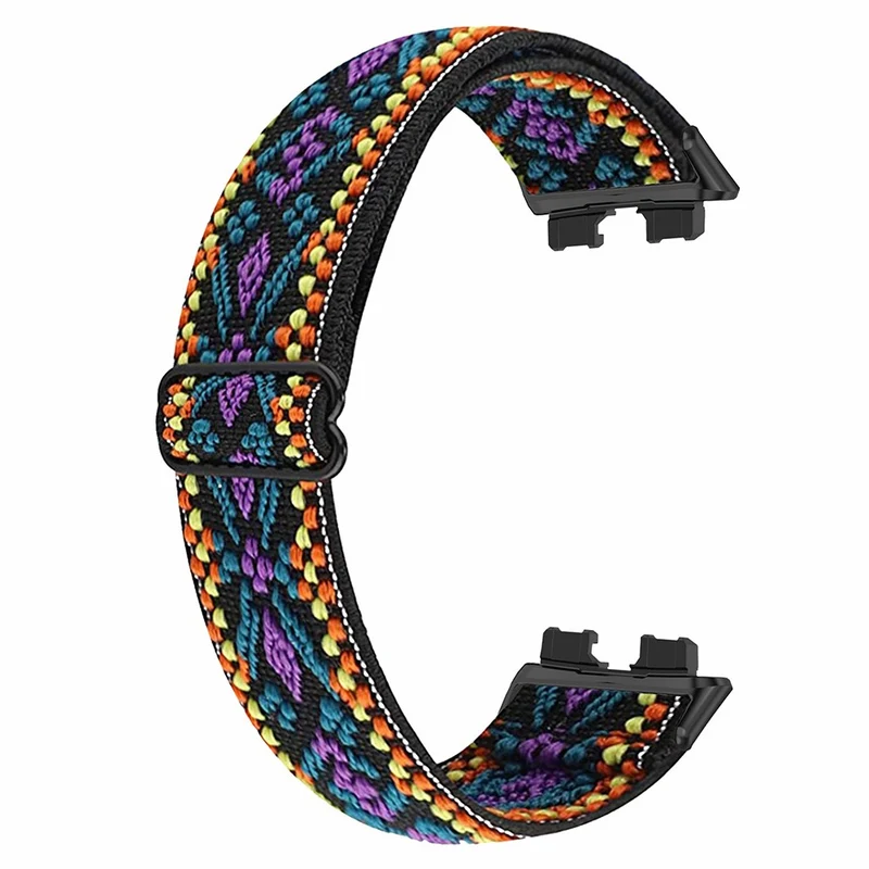 Huawei Band 8 elastic bohemian nylon strap - Pink / Orange