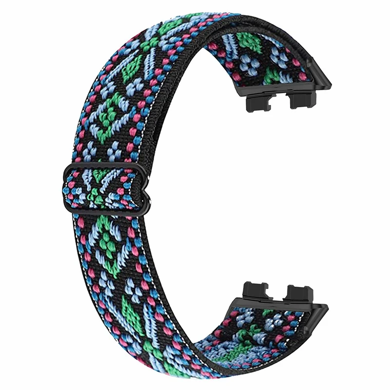 Huawei Band 8 elastic bohemian nylon strap - Pink / Orange