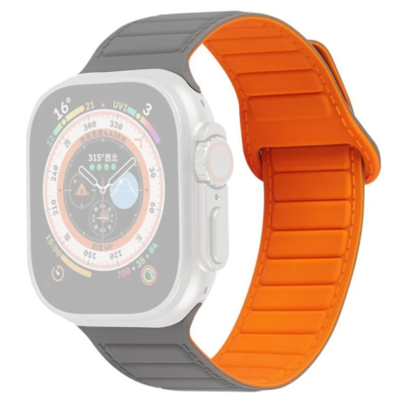 Apple Watch Series 8 (45mm) / Watch Ultra color match silicone strap - Grey / Orange