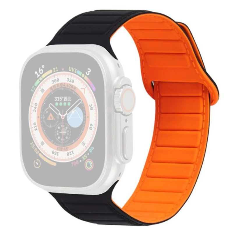 Apple Watch Series 8 (45mm) / Watch Ultra color match silicone strap - Grey / Orange