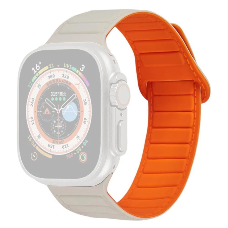 Apple Watch Series 8 (45mm) / Watch Ultra color match silicone strap - Grey / Orange