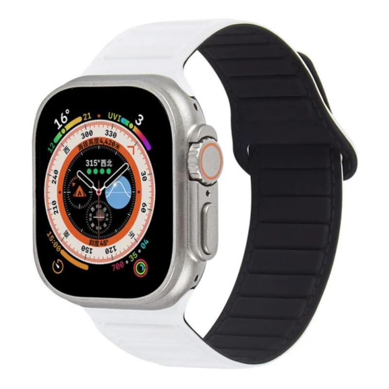 Apple Watch Series 8 (45mm) / Watch Ultra color match silicone strap - Grey / Orange