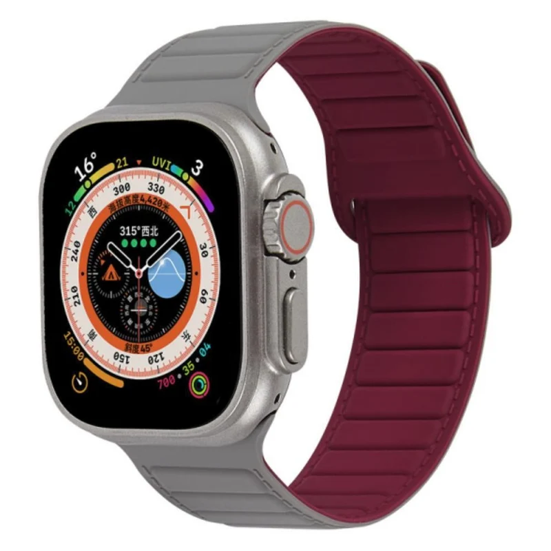Apple Watch Series 8 (45mm) / Watch Ultra color match silicone strap - Grey / Orange