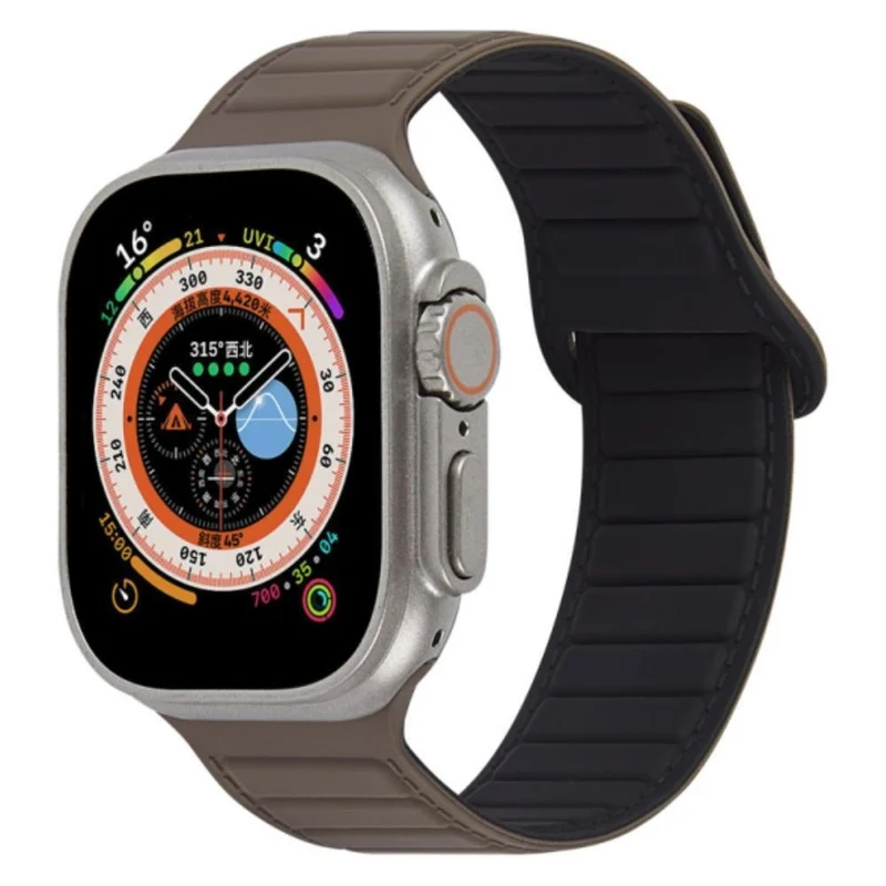 Apple Watch Series 8 (45mm) / Watch Ultra color match silicone strap - Grey / Orange