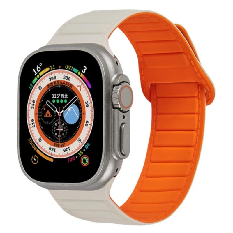 Apple Watch Series 8 (45mm) / Watch Ultra color match silicone strap - Grey / Orange