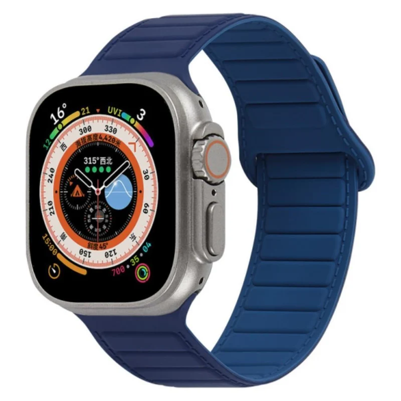 Apple Watch Series 8 (41mm) color match silicone strap - Grey / Orange