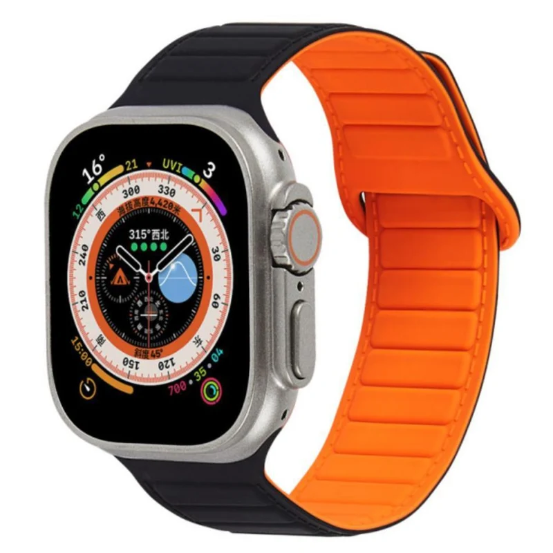 Apple Watch Series 8 (41mm) color match silicone strap - Grey / Orange