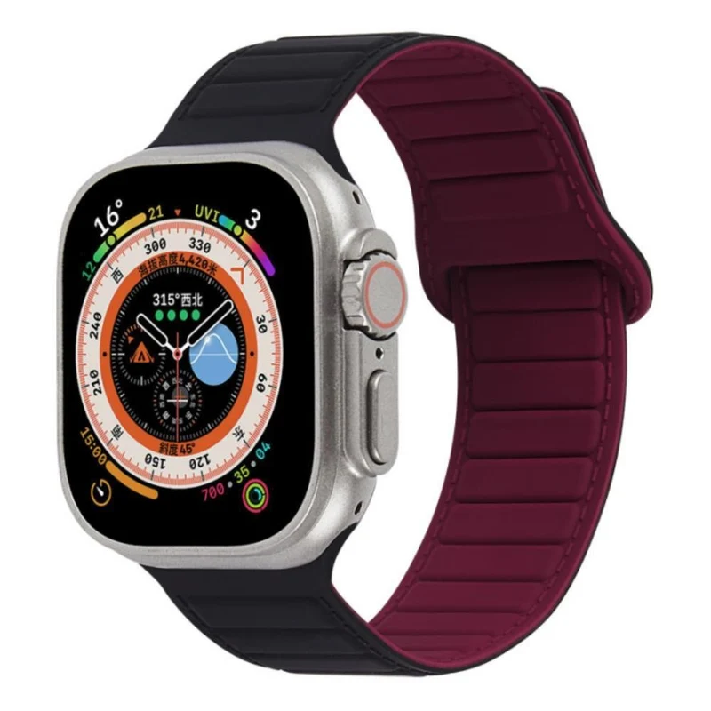 Apple Watch Series 8 (41mm) color match silicone strap - Grey / Orange