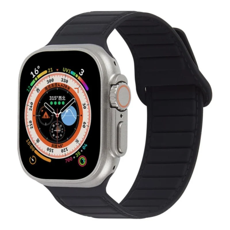 Apple Watch Series 8 (41mm) color match silicone strap - Grey / Orange