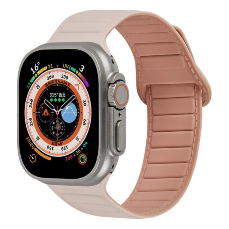 Apple Watch Series 8 (41mm) color match silicone strap - Grey / Orange