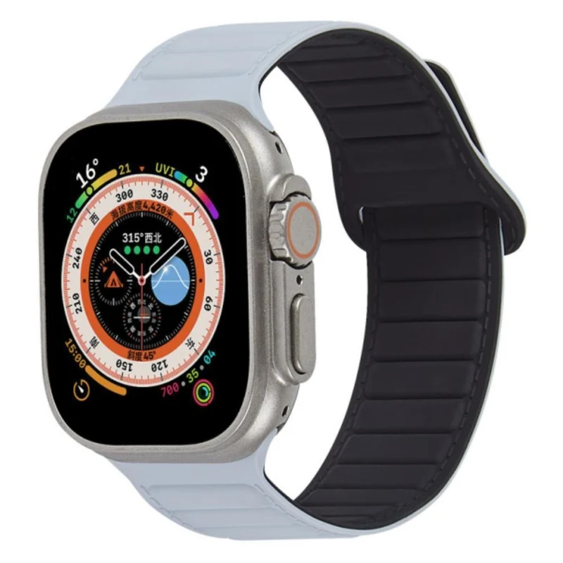 Apple Watch Series 8 (41mm) color match silicone strap - Grey / Orange