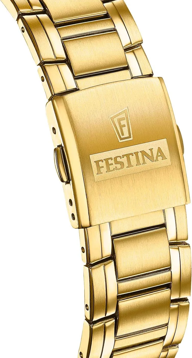 Festina Timeless Chronograph F20705/6 Herrenuhr • Gold-Design & grünes Zifferblatt • 10 ATM Wasserdicht