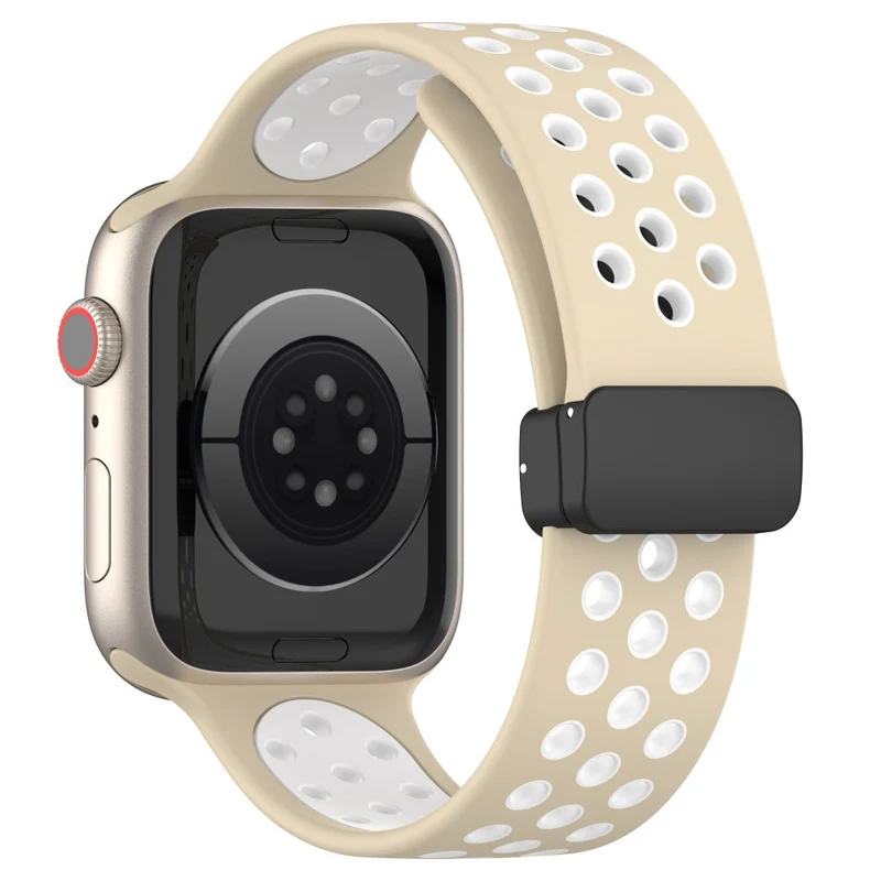 Apple Watch Series 8 (45mm) / Watch Ultra dual color silicone strap - Pink / White