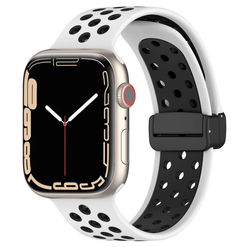 Apple Watch Series 8 (45mm) / Watch Ultra dual color silicone strap - Pink / White