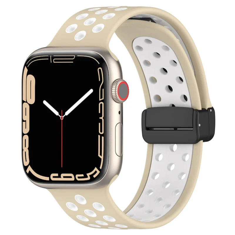 Apple Watch Series 8 (45mm) / Watch Ultra dual color silicone strap - Pink / White