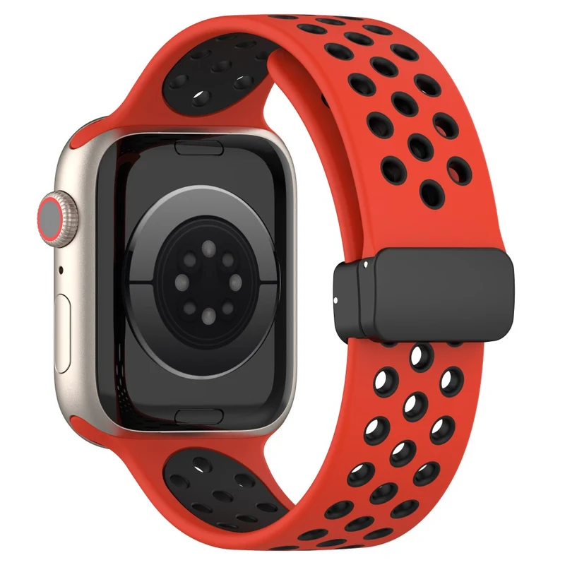 Apple Watch Series 8 (41mm) dual color silicone strap - Red / Black