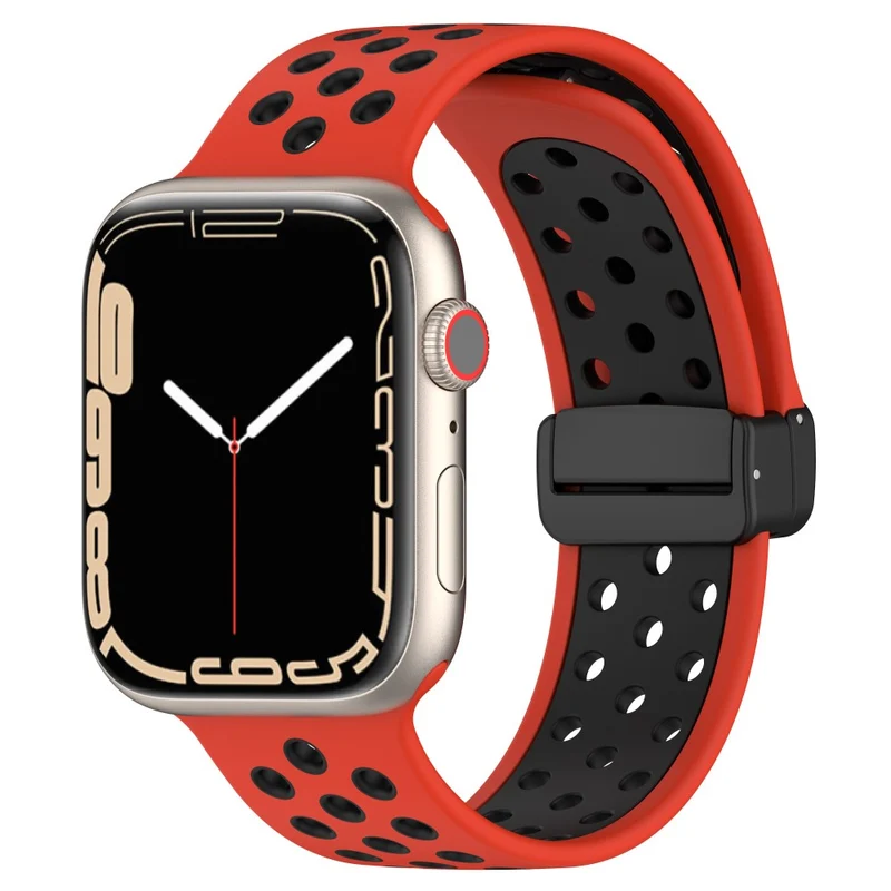 Apple Watch Series 8 (41mm) dual color silicone strap - Red / Black