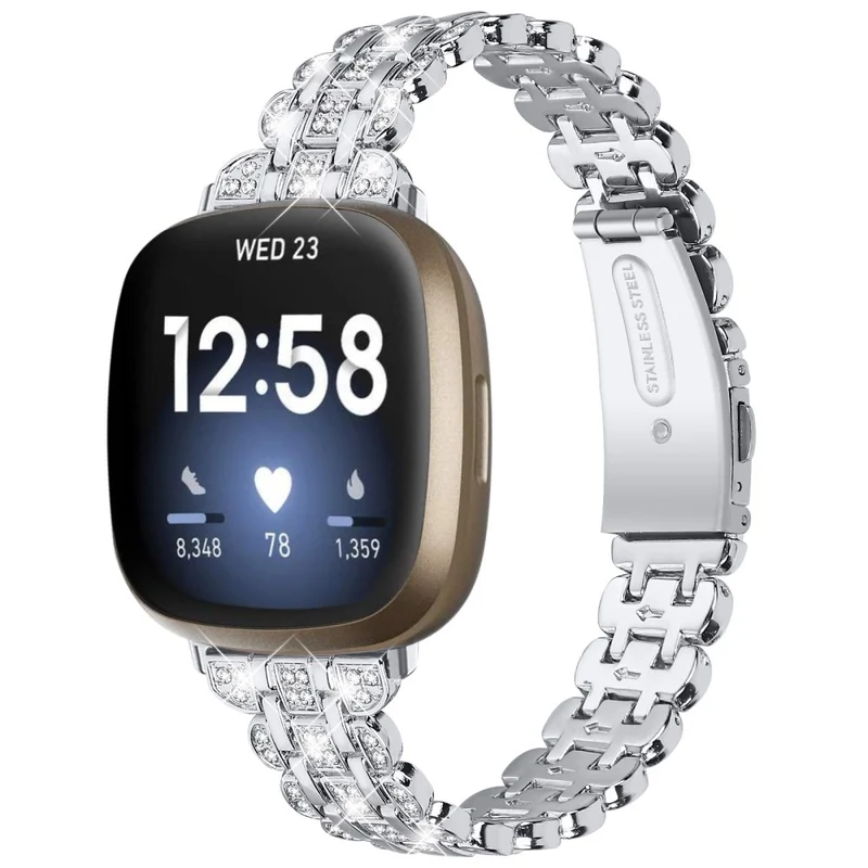 Fitbit Sense 2 / Versa 4 rhinestone décor metal strap