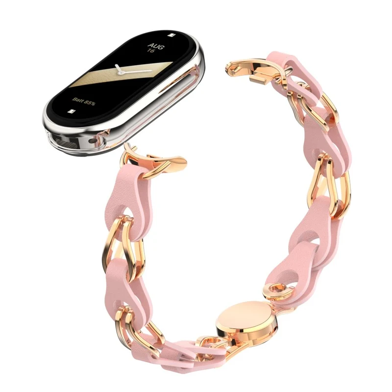Xiaomi Smart Band 8 Genuine Cowhide leather adorned on metal strap