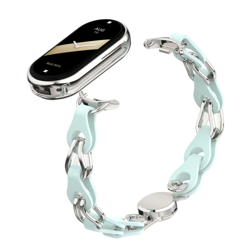Xiaomi Smart Band 8 Genuine Cowhide leather adorned on metal strap