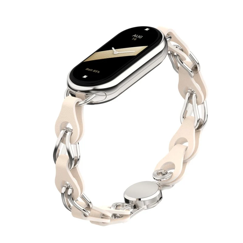 Xiaomi Smart Band 8 Genuine Cowhide leather adorned on metal strap