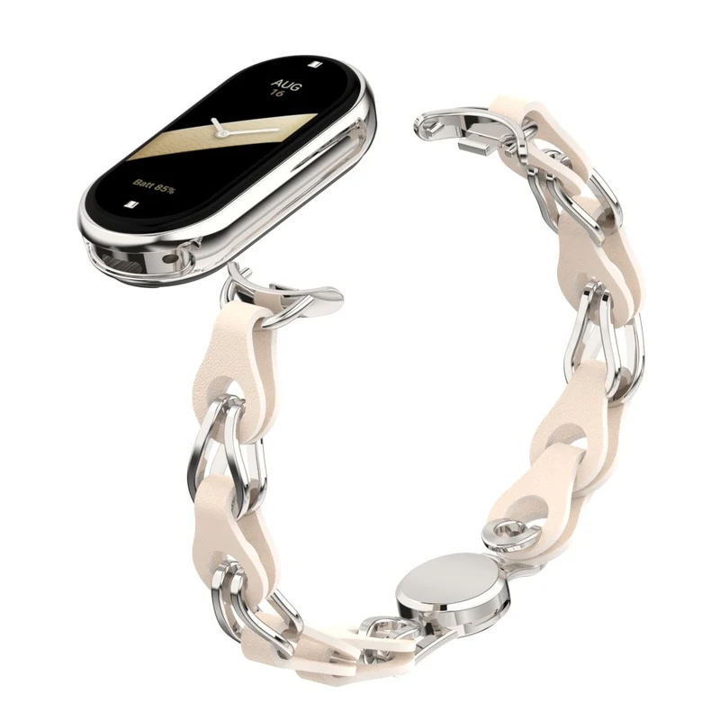 Xiaomi Smart Band 8 Genuine Cowhide leather adorned on metal strap