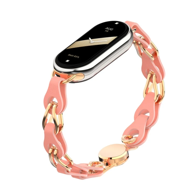 Xiaomi Smart Band 8 Genuine Cowhide leather adorned on metal strap