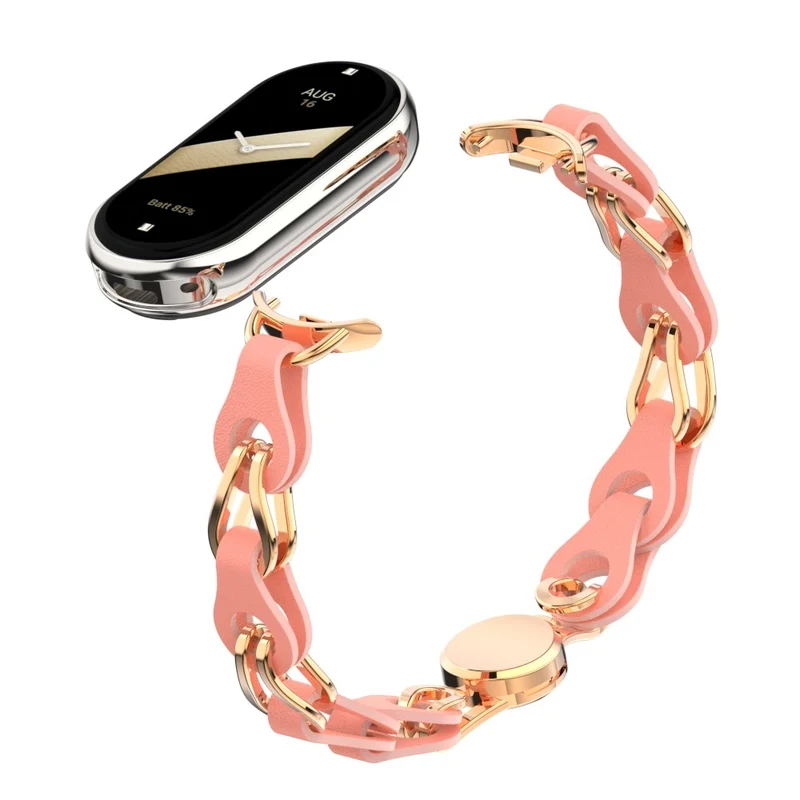 Xiaomi Smart Band 8 Genuine Cowhide leather adorned on metal strap