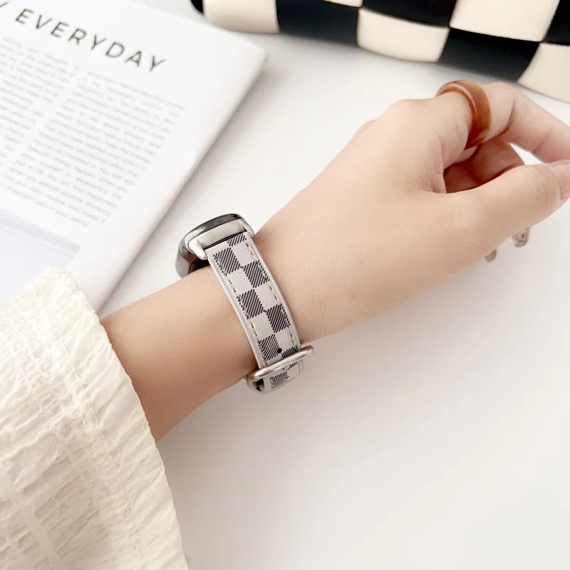 Xiaomi Smart Band 8 Genuine Cowhide leather in grid pattern strap