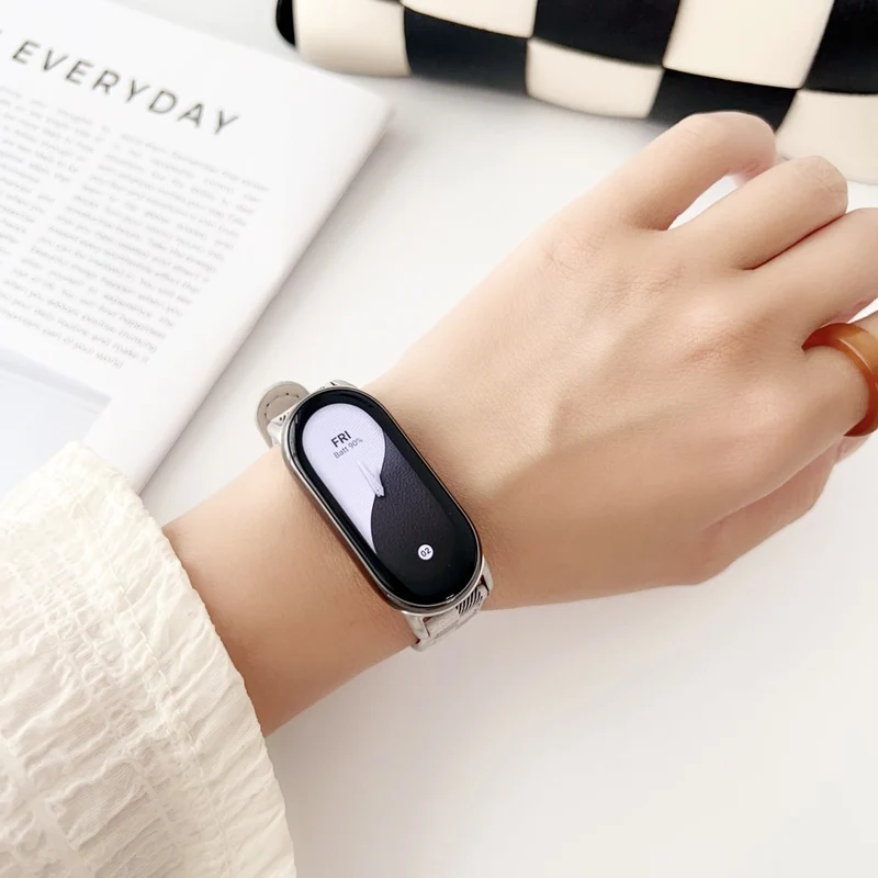 Xiaomi Smart Band 8 Genuine Cowhide leather in grid pattern strap