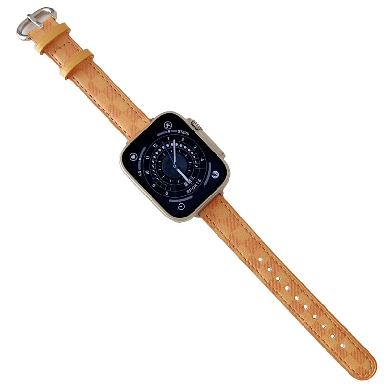 Apple Watch Series 8 (45mm) / Watch Ultra Genuine Cowhide leather in grid pattern strap