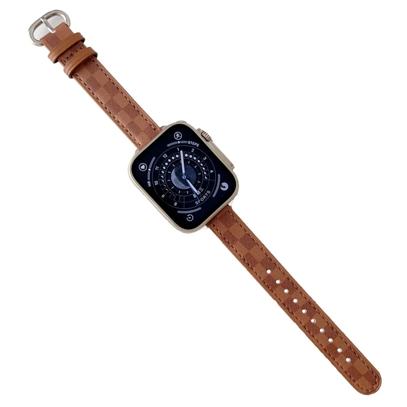 Apple Watch Series 8 (45mm) / Watch Ultra Genuine Cowhide leather in grid pattern strap