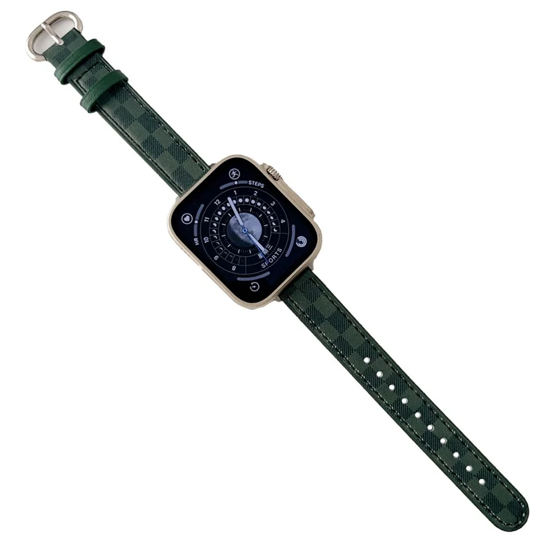 Apple Watch Series 8 (45mm) / Watch Ultra Genuine Cowhide leather in grid pattern strap