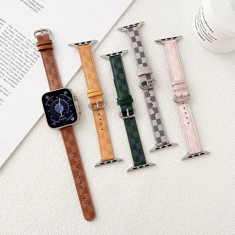 Apple Watch Series 8 (45mm) / Watch Ultra Genuine Cowhide leather in grid pattern strap