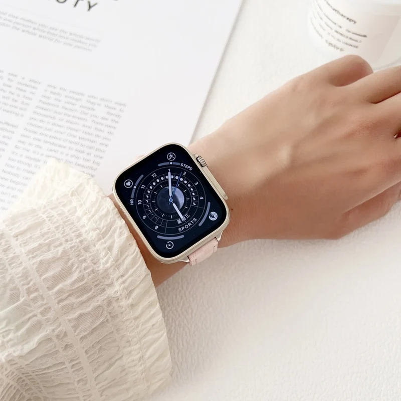 Apple Watch Series 8 (45mm) / Watch Ultra Genuine Cowhide leather in grid pattern strap