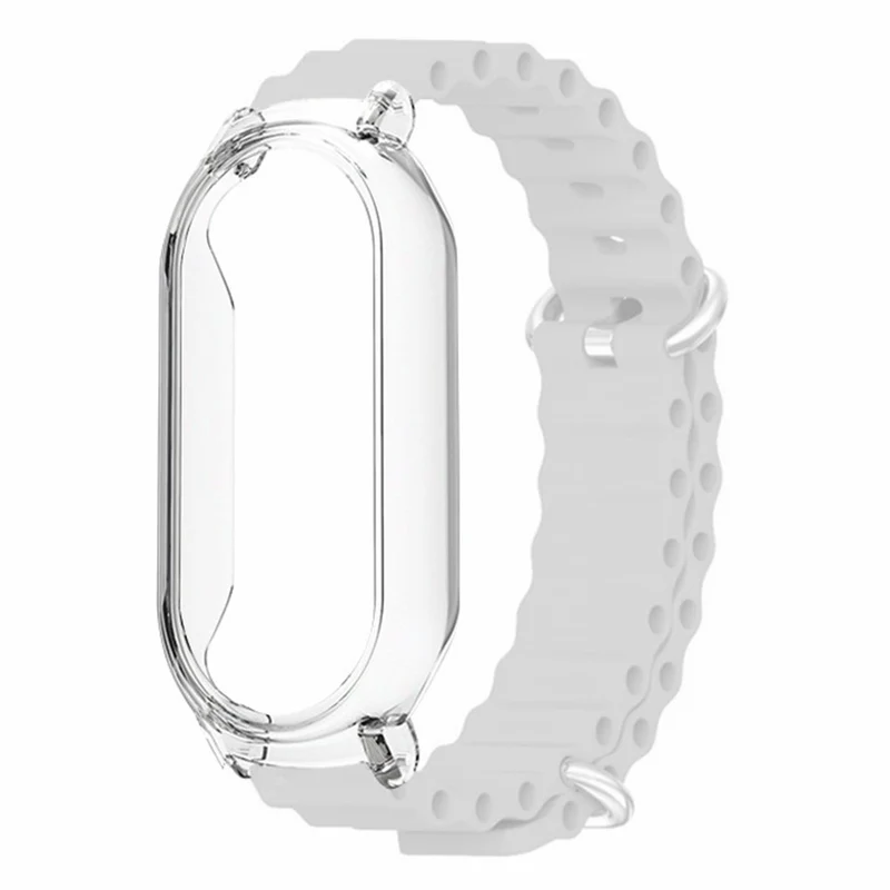 Xiaomi Mi Band 7 ocean style silicone strap - White / Transparent Case
