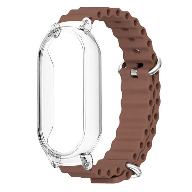 Xiaomi Mi Band 7 ocean style silicone strap - White / Transparent Case