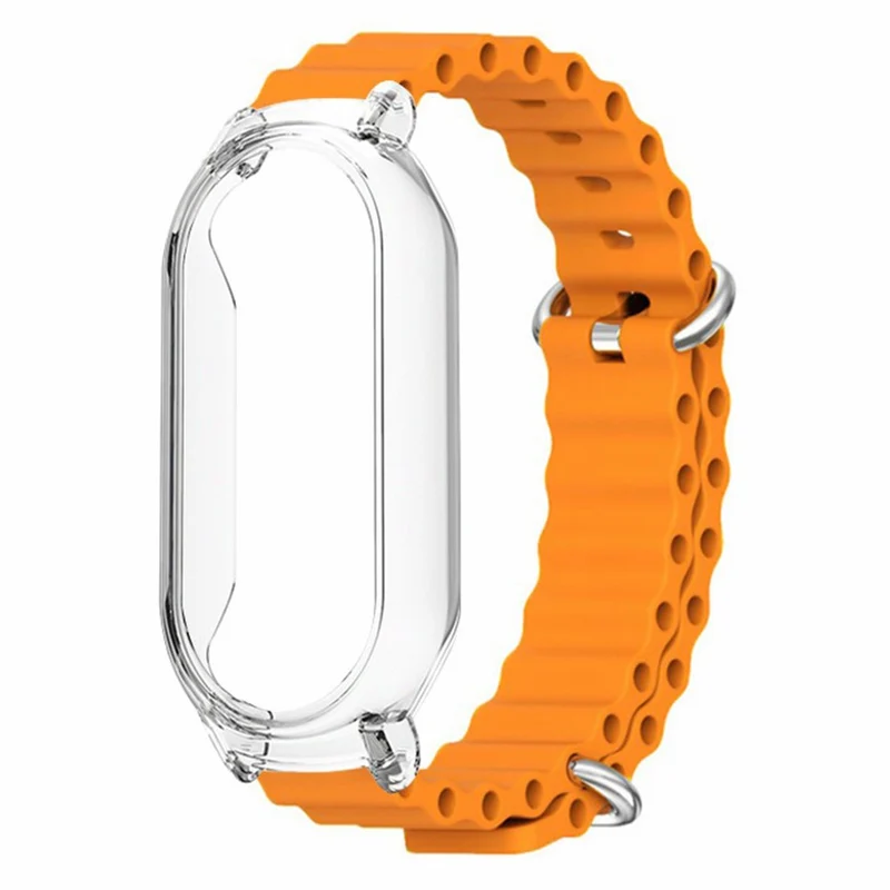 Xiaomi Mi Band 7 ocean style silicone strap - White / Transparent Case