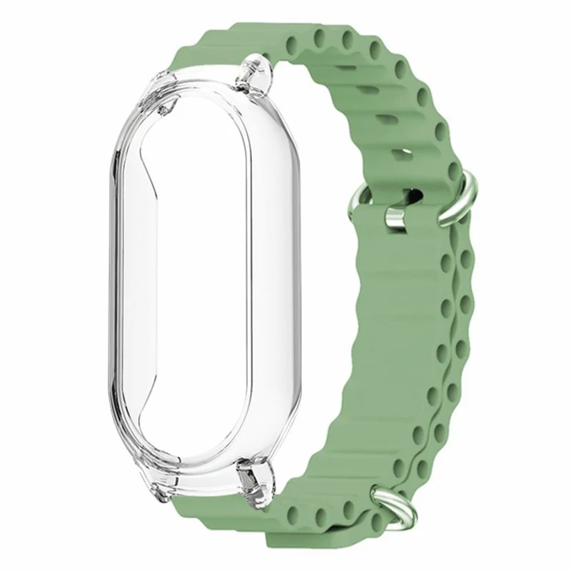 Xiaomi Mi Band 7 ocean style silicone strap - White / Transparent Case