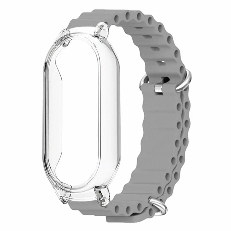 Xiaomi Mi Band 7 ocean style silicone strap - White / Transparent Case