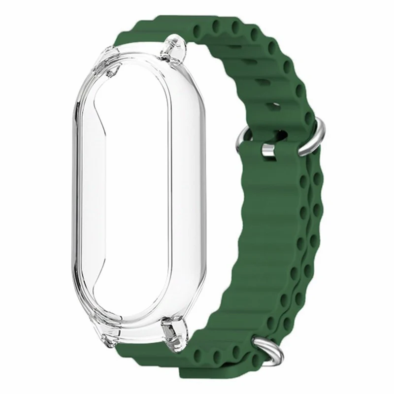 Xiaomi Mi Band 7 ocean style silicone strap - White / Transparent Case