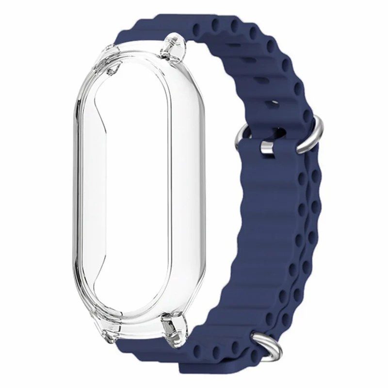 Xiaomi Mi Band 7 ocean style silicone strap - White / Transparent Case